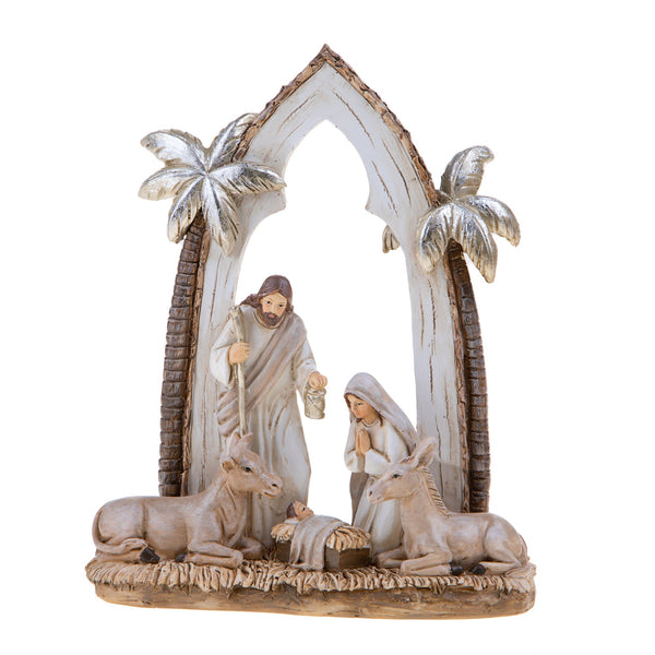 Nativité aux palmes 22 cm en résine sconto