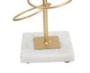Portacandele Rings 14x13x50,5 cm in Ferro e Marmo Oro e Bianco