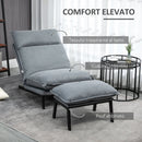 Poltrona Relax Reclinabile con Pouf Poggiapiedi 74x100x94 cm in Tessuto Grigio Chiaro