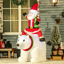 Babbo Natale Gonfiabile con Orso Polare 130x80x180 cm con Luci LED per Esterno e Interno