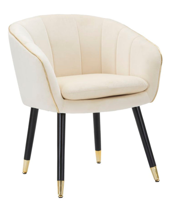 sconto Fauteuil Paris 62x58x78 cm en Métal Bois Éponge et Polyester Crème et Doré