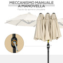 Ombrellone da Giardino 295x152x222 cm Copertura Doppia Inclinabile con Apertura a Manovella Cachi  