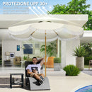 Ombrellone da Giardino Rotondo Ø270x240 cm con Manovella in Metallo e Poliestere Beige      