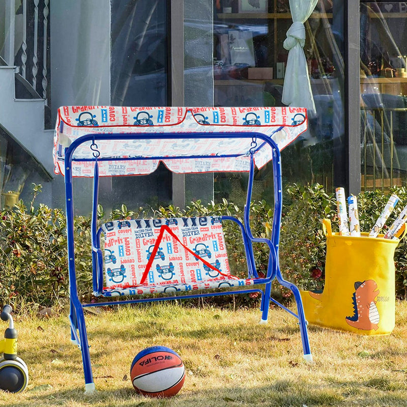 Dondolo da Giardino per Bambini 2 Posti con Parasole Cinture di Sicurezza