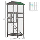Gabbia per Uccelli Voliera Alta da Esterno 68x63x165 cm 2 Porte e Vassoio Estraibile in Legno Grigio Chiaro 