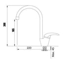 Rubinetto Cucina Miscelatore Monocomando Lavello Canna Tonda in Ottone Paini Mini Granito Island