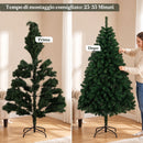 Albero di Natale Artificiale Ø100x180 cm con 700 Rami Ignifughi e Base Pieghevole in Acciaio Verde      
