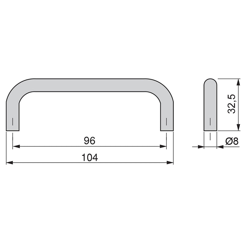 Maniglie per Mobile 8 mm Interasse 96 mm Acciaio Cromo 20 Pezzi Emuca