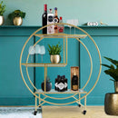 Carrello da Cocktail 3 Ripiani 94x82x37 cm in Vetro e Ferro Oro
