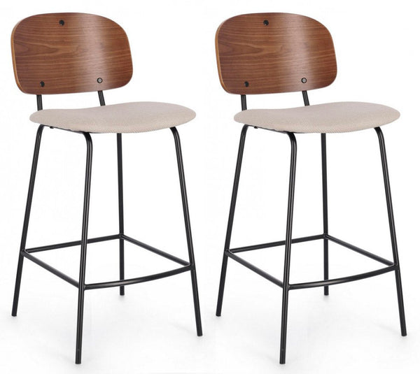 acquista Lot de 2 tabourets 43,5x52,5x93,5 cm Sienna en tissu beige