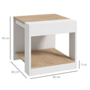 Set 2 Tavolini 2 Livelli 40x40x45 cm in Truciolato Bianco e Quercia