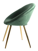 Poltrona 66x61x76 cm in Tessuto Vellultato Oro/Verde Scuro