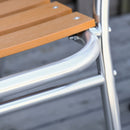 Set Tavolo e 4 Sedie da Giardino in Alluminio Effetto Legno