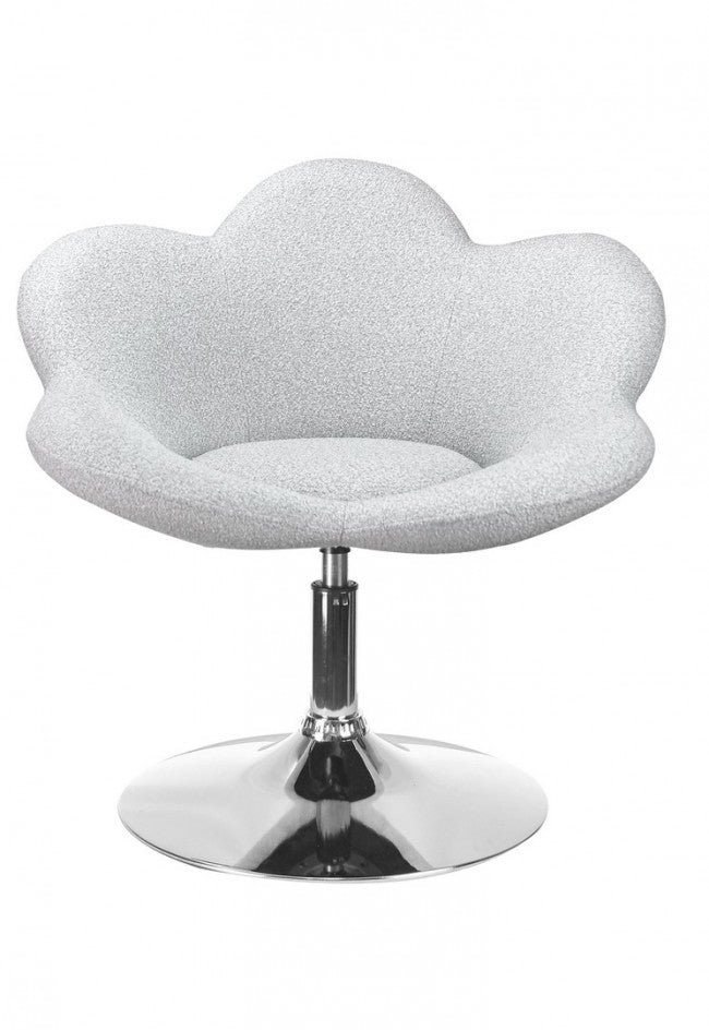 Set 2 Poltroncine da Soggiorno 69x55x69/81 cm in Schiuma Poliuretanica Fleur Cromo-Grigio Chiaro