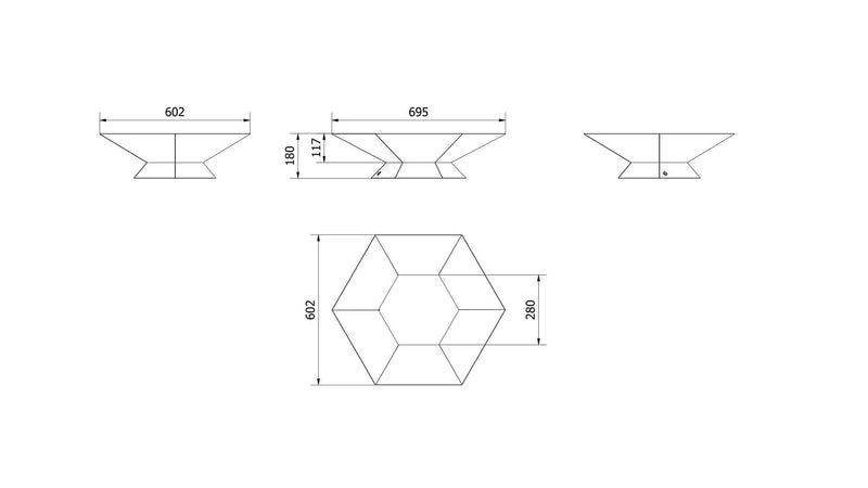 Braciere da Esterno a Legna in Acciaio 60,2x69,5x18 cm Flig Austin Esagono Nero