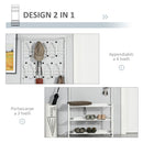 Appendiabiti Panchina per Ingresso con Scarpiera in Acciaio Bianco 67x30x185 cm 
