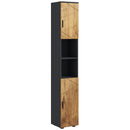 Mobile a Colonna Bagno 30x30x183 cm con 2 Ripiani Aperti e 2 Armadietti a 2 Livelli in Truciolato Rovere      