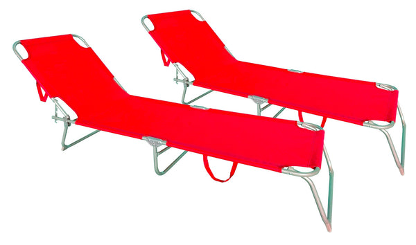 Set 2 Lettini Prendisole da Giardino Pieghevoli in Acciaio e Tessuto Oxford Rosso acquista