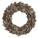 Coroncina con foglie marrone glitter cm Ø45xh8