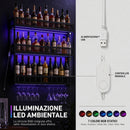 Portabottiglie da Parete 100x15x80 cm con Luci LED Stile Industriale in Acciaio al Carbonio Nero      