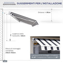 Tenda da Sole Avvolgibile a Parete Manuale a Righe Blu e bianco 2.5x2m 