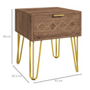 Set 2 Comodini 39,5x41x49 cm 1 Cassetto in Truciolato Marrone