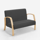 Divano 2 Posti 112x70x80 cm in Legno e Tessuto Grigio Scuro
