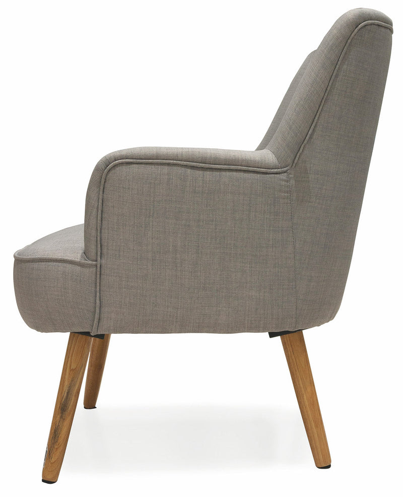 Poltrona Imbottita in Tessuto con Gambe in Legno Soriani Grigio Chiaro