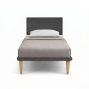 Letto Singolo con Rete Rivestita Microfibra Grigio Tessis Testata Vertical Varie Misure