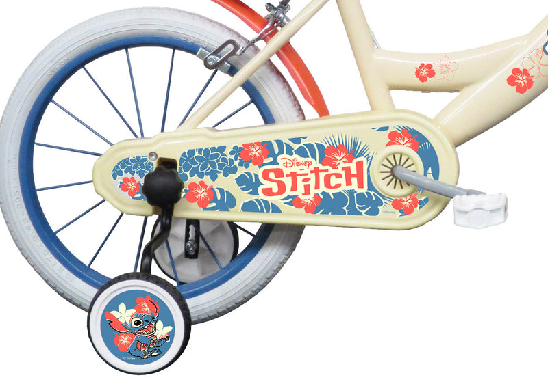 Bicicletta per Bambina 16"" 2 Freni con Licenza Disney Stitch Bianca