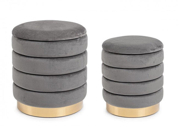 Ensemble de 2 poufs de rangement Darina Grey en bois prezzo