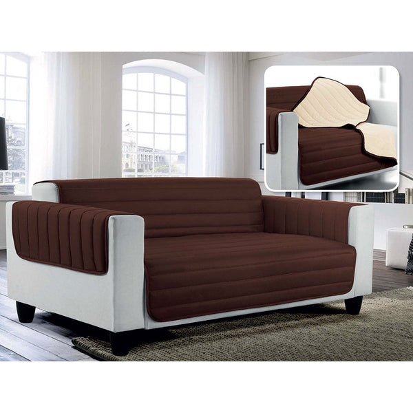 Housse de canapé matelassée en microfibre double face marron/crème acquista
