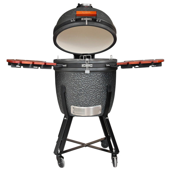 Barbecue a Carbone Carbonella Ø54,7 cm in Ceramica di Mullite con Supporto Kamado Lisa Luxury 21” Nero acquista