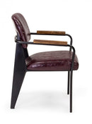 Set 2 Sedie Imbottite 60x63x81 cm Nelly in Ecopelle Bordeaux Vintage