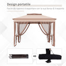 Gazebo Doppio Tetto Impermeabile con Zanzariere Marrone 3,25x3,25 m 