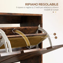 Mobile Scarpiera per 16 Paia di Scarpe 95x26x95 cm con 4 Cassetti Ribaltabili in Legno Marrone 