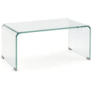 Tavolino Moderno da Salotto con Design Monoblocco 80x45x35 cm in Vetro Temperato Trasparente      