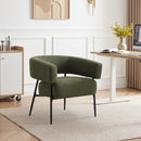 Poltrona Salotto Imbottita 77x67x72 cm con Seduta Ampia e Profonda e Schienale Curvo in Tessuto Effetto Lino Verde Scuro      