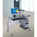 Scrivania Porta Computer PC in Acciaio e Vetro Piano Estraibile Fumer Chrome Silver/Nero