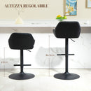 Set 2 Sgabelli Girevoli Imbottiti ad Altezza Regolabile con Schienale 52,5x53x86,5-108 cm Nero e Grigio Chiaro   
