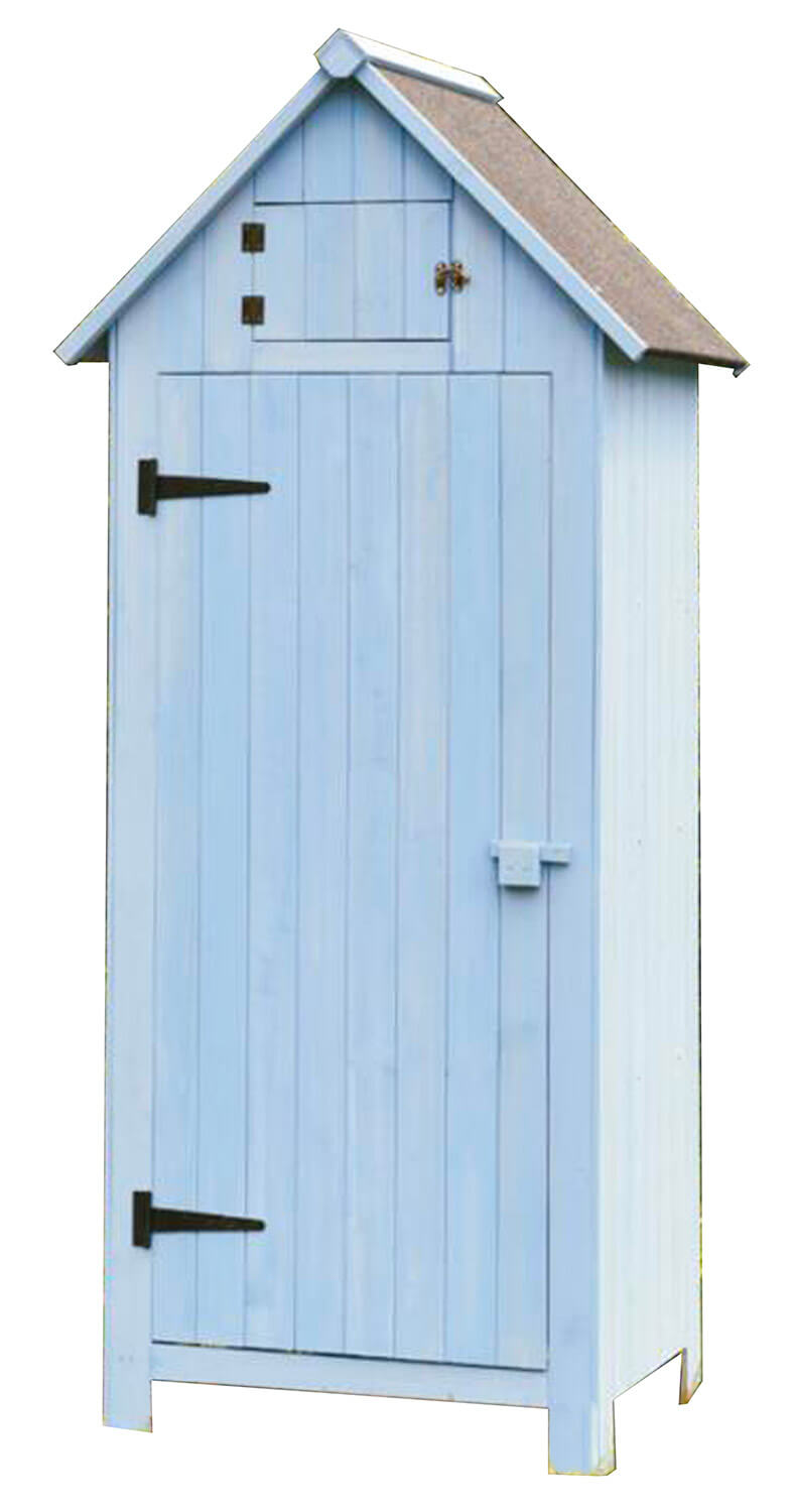 Casetta Box da Giardino 77x55xH179 cm in Legno di Abete 10mm Azzurro Armoire