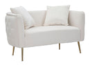 Divanetto Bucarest Crema 127x74x73 cm Legno e Spugna e Tessuto e Metallo Crema e Oro