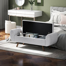 Panca Contenitore Fondo Letto con Braccioli 132x42x50 cm Vano da 53,8L in Tessuto Grigio  