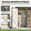 Portalegna da Esterno 2 in 1 235x67x149 cm 1,26 m² con Armadietto Porta Attrezzi in Acciaio Zincato Grigio Scuro      