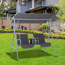Dondolo 2 Posti da Giardino 175x112x165 cm con Tavolino Tessuto Oxford Grigio