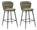 Lot de 2 tabourets de bar Losanna 52x108x59 cm en tissu vert/noir