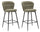 Lot de 2 tabourets de bar Losanna 52x108x59 cm en tissu vert/noir