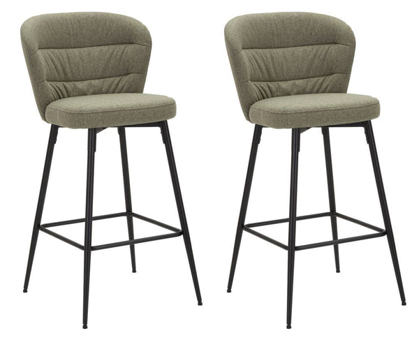 Lot de 2 tabourets de bar Losanna 52x108x59 cm en tissu vert/noir prezzo