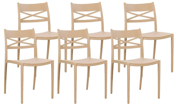 prezzo Lot de 6 Chaises 81x46x52 cm en Polypropylène Taupe