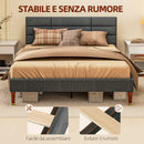 Struttura Letto Matrimoniale con Testiera 141x207x88 cm in Tessuto effetto Lino Grigio  